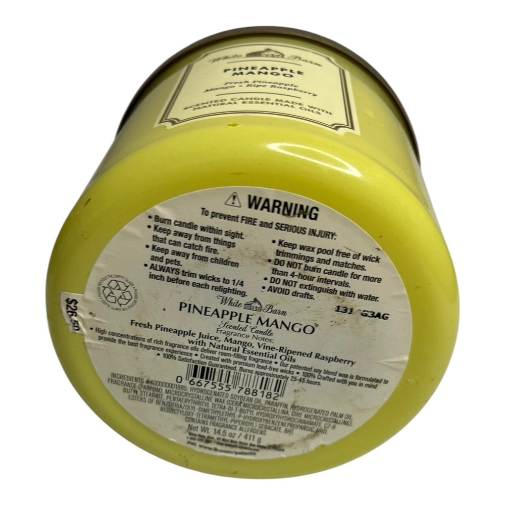 White Barn Bath & Body Works Pineapple Mango 3 Wick Scented Candle  14.5 oz lid - Picture 3 of 9